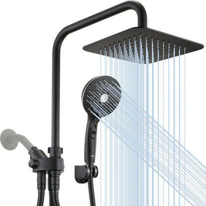 Dual Shower Head | 8" Rainfall + Handheld | Adjustable Height | High Pressure | Luxury Standing Showers