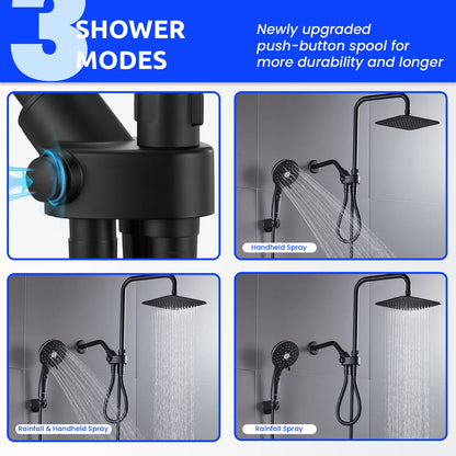 Dual Shower Head | 8" Rainfall + Handheld | Adjustable Height | High Pressure | Luxury Standing Showers