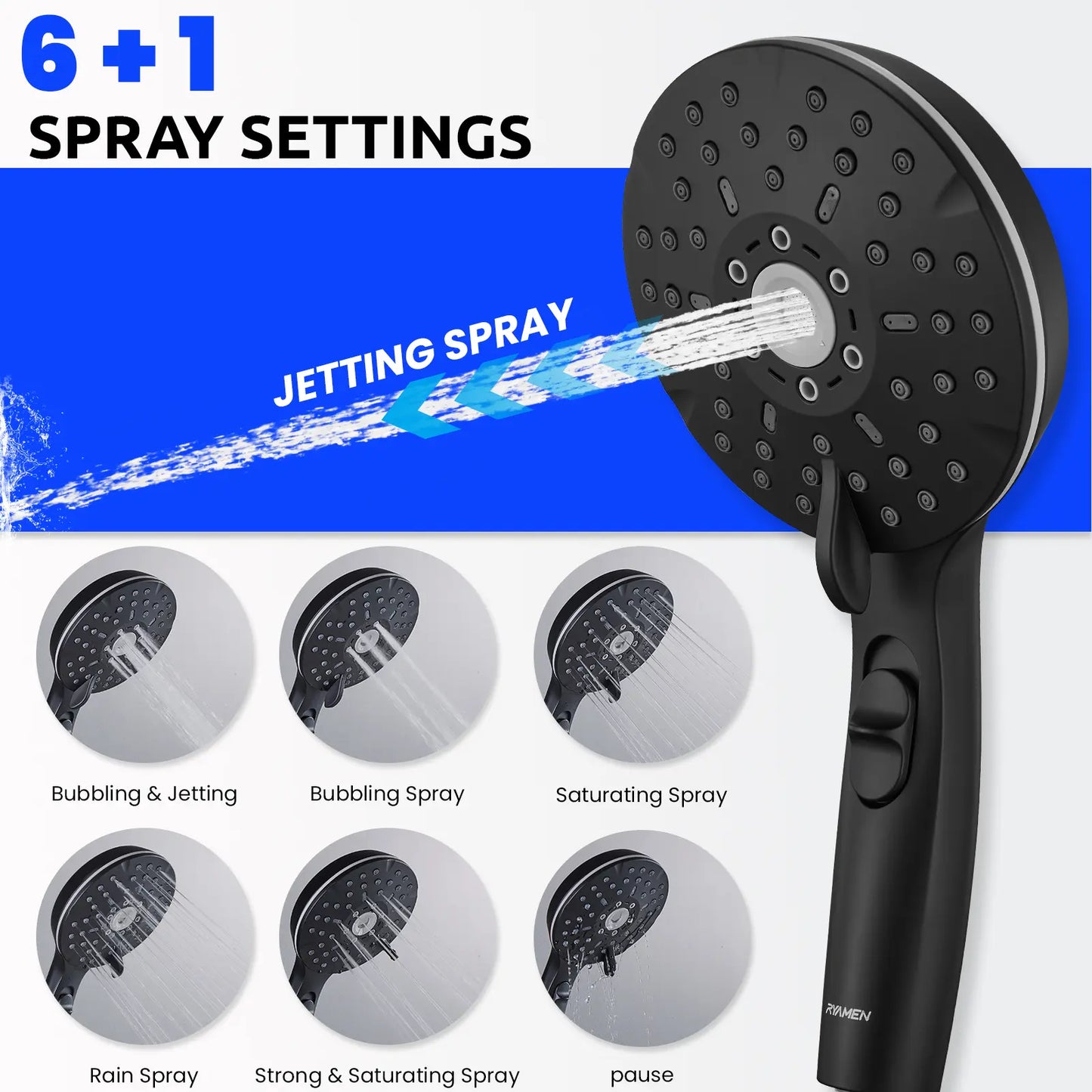 Dual Shower Head | 8" Rainfall + Handheld | Adjustable Height | High Pressure | Luxury Standing Showers