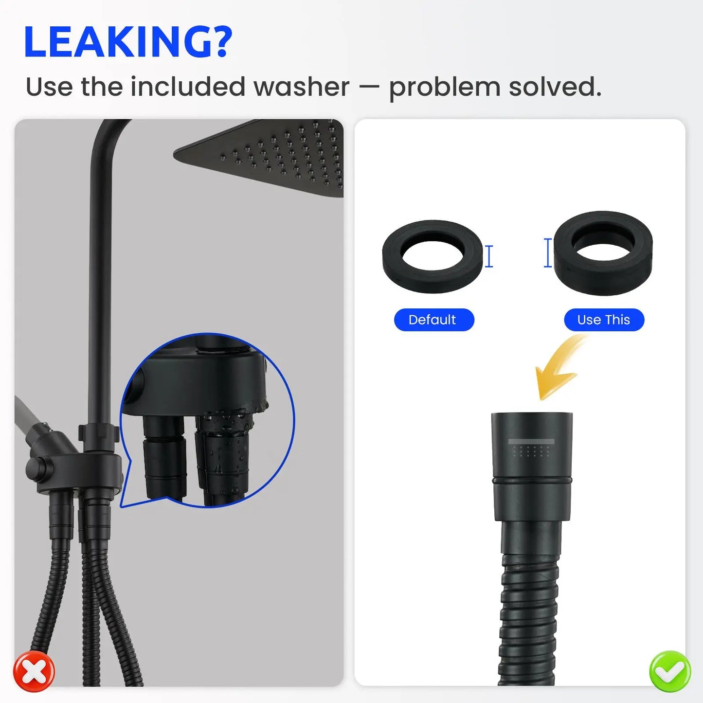 Dual Shower Head | 8" Rainfall + Handheld | Adjustable Height | High Pressure | Luxury Standing Showers